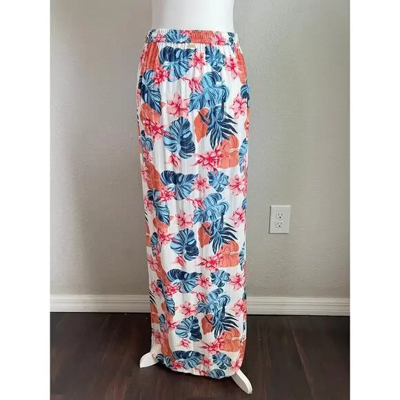 New Roxy She Cares Floral Maxi Skirt Women's S Tropical Beach Swim Hawaiian - Picture 7 of 11